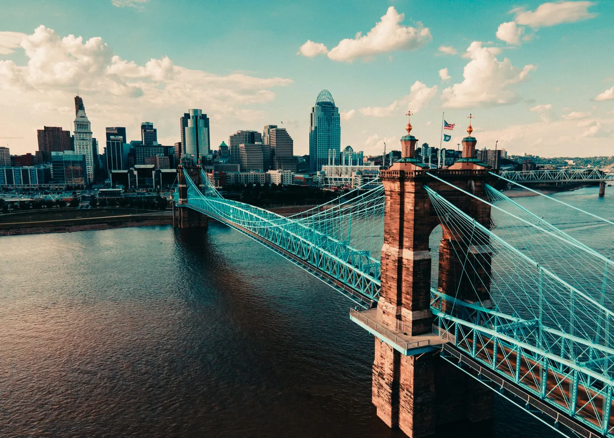 Cincinnati Roebling Bridge representing local small business website costs